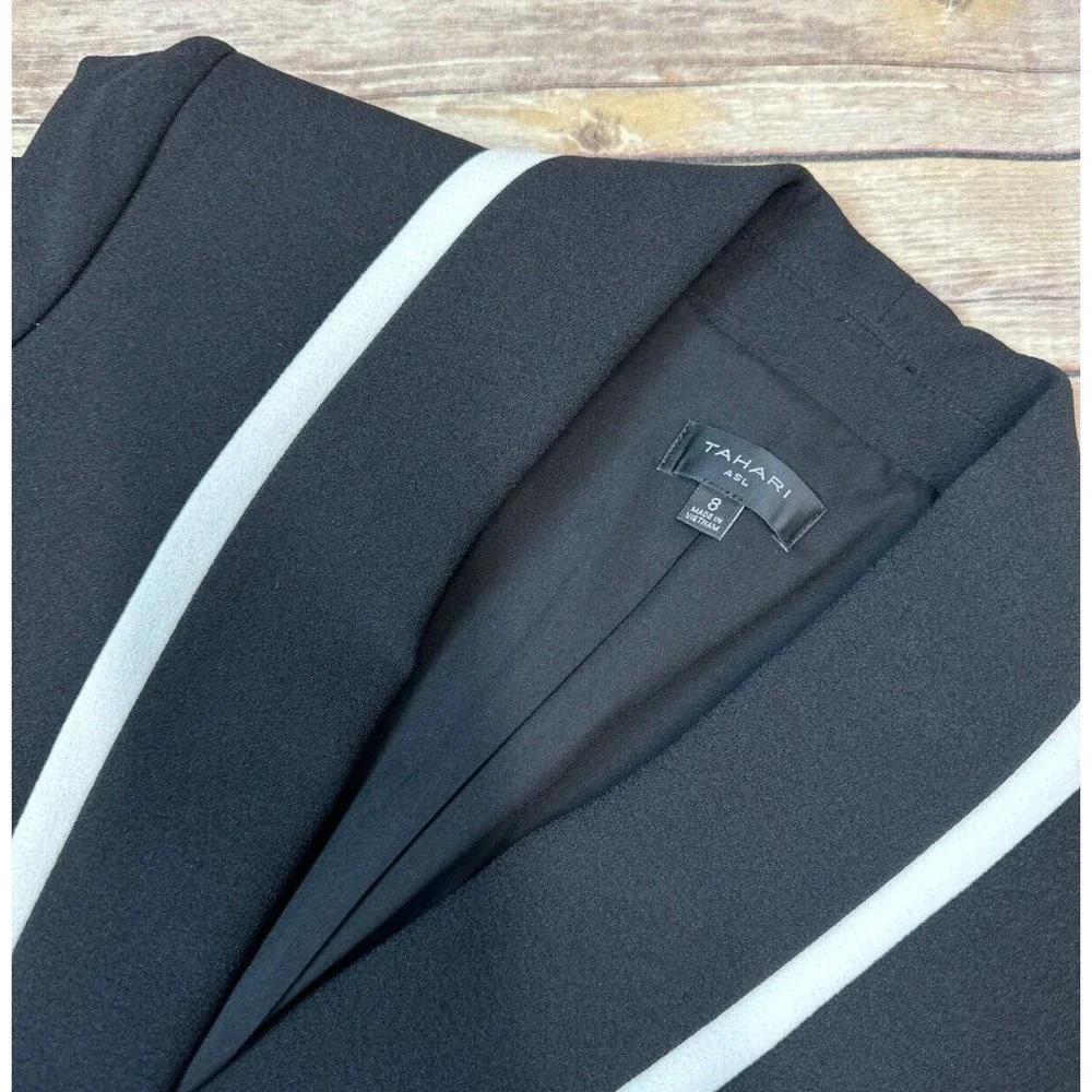 Tahari ASL Women's Black Shawl Collar Blazer Jacket Size 8